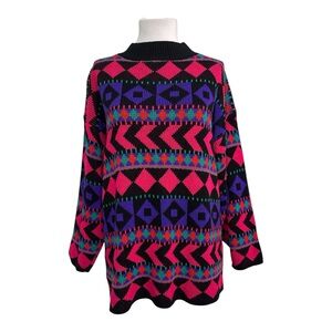 VTG Vintage Women's Medium Club Sweater Geometric 80's Knit Pullover